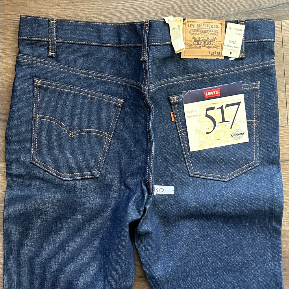 Levi's Orange Tab 517 DeadStock Vintage Indigo Straight Leg Jeans !! 38x30